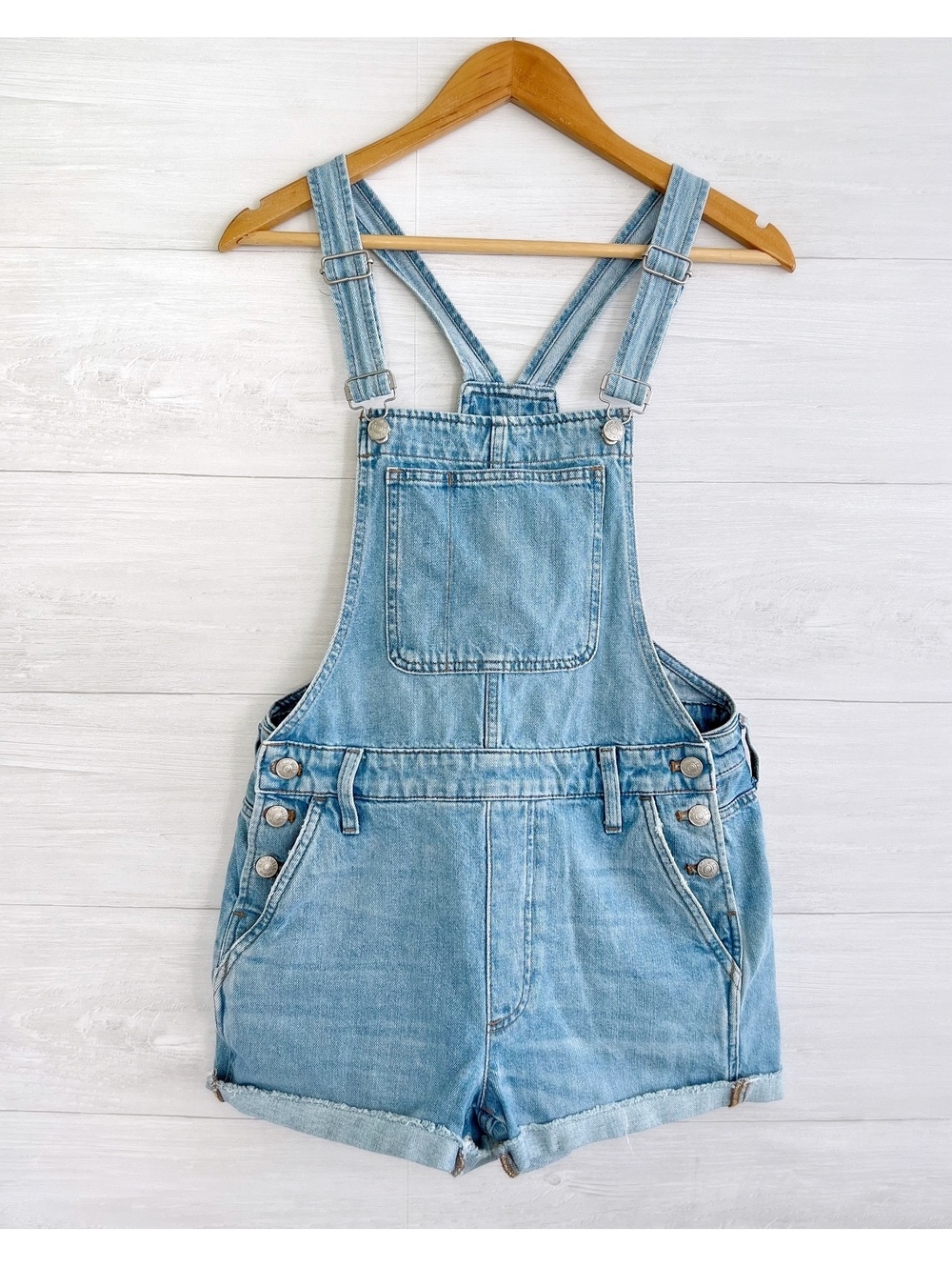 Madewell Adirondack Short Overalls Phillips Wash Blue Denim Shorts S